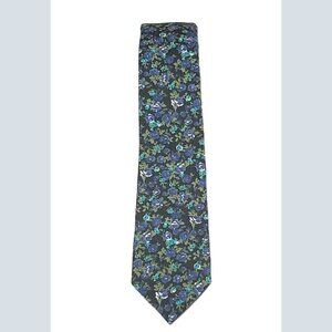 NEW Narrow Cotton Tie Green Blue White Black Floral Cedar Wood State Men's